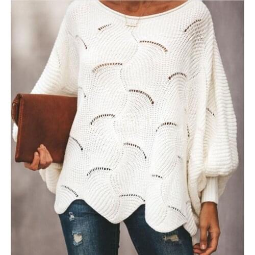 Lazy Oaf Sweaters for Women 2021 Autumn and Winter Sweater Womens Hollow Chain Link Loose Knit Sweater Bat Shirt