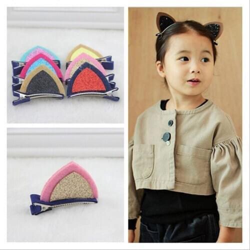 1 X Lovely Baby Girls Cat Ears Hair Jewelry Kids Sequins Cute Ear Hair Clips Children Hairpin Barrettes Hair Accessories