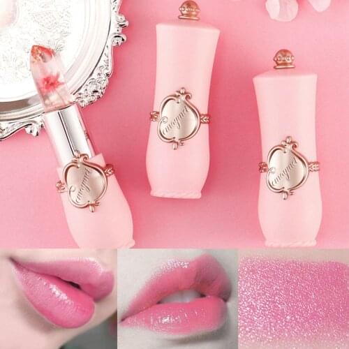 1PCS Crystal Jelly Gold Leaf Lip Balm Lipstick Flower Temperature Changed Color Lipgloss Long Lasting Moisturizing Lip Makeup