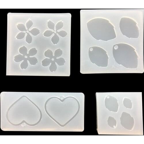 1pcs UV Resin Jewelry Liquid Silicone Mold Flowers & Leaf & Heart Resin Charms Molds For DIY Jewelry Making Molds