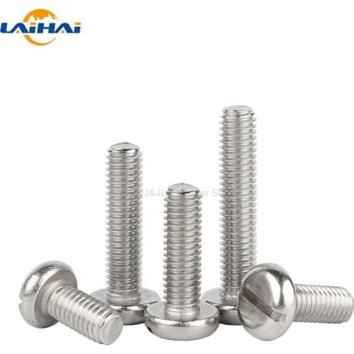 10/50pcs M3 M4 M5 M6 M8 304 A2 stainless steel GB67 Metric Thread Slotted Pan Head Round Head Machine Screw Bolt Length=4-60mm