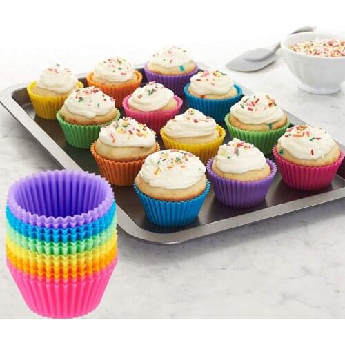 12pcs/Set Silicone Cake Mold Round Shaped Muffin Cupcake Baking Molds Kitchen Cooking Bakeware Maker DIY Cake Decorating Tools