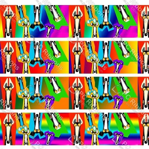 16-75MM Symphony Greyhound/Dog Printed Grosgrain&Satin&16MM Foe Ribbon DIY Handmade Materials Wedding Gift Wrap Tape 50yards