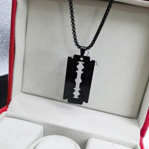 2021 Fashion Stainless Steel Blade Necklaces Men Jewerly Black Color Gothic Necklaces & Pendants Jewelry Collier Homme