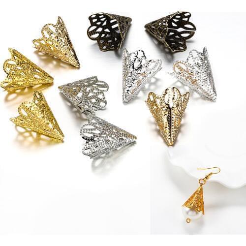 30pcs 20x17mm Alloy Beads Cap Ancient Charms Flower Shape Pendant For Jewelry Making Finding DIY Earring Necklace Supplies