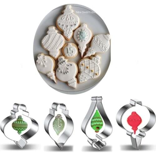 4pcs Christmas Decor Xmas Lantern Cookie Cutter Sugarcraft Fondant Cake Decor Tools Metal Biscuit Mould Bakeware Pastry Shop DIY