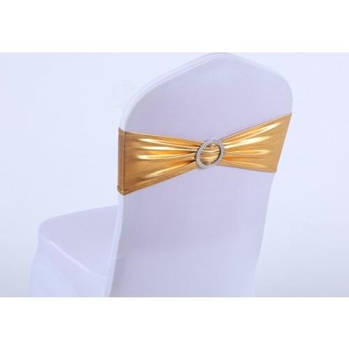 50Pcs/Lot Elastic Lycra Stretch Bow Spandex Chair Bands Chair Sashes Wedding Chair Knot Cover For Universal Banquet Chair