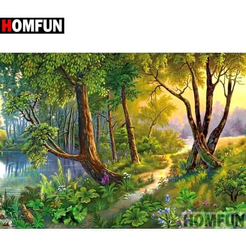 HOMFUN Full Square/Round Drill 5D DIY Diamond Painting "Landscape tree" Embroidery Cross Stitch 5D Home Decor A07451