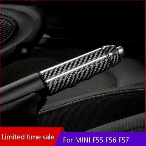 Car Carbon fiber Hand Brake Shell Interior Trim Parking Lever Decoration Cover Accessories For MINI ONE COOPER S F55 F56 F57 JCW