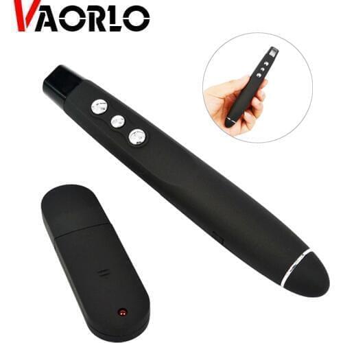 VAORLO Wireless Presenter Laser Pointers 2.4G RF Wireless PPT Presentation Remote Control Red Light USB Flip Laser Pointer Pen