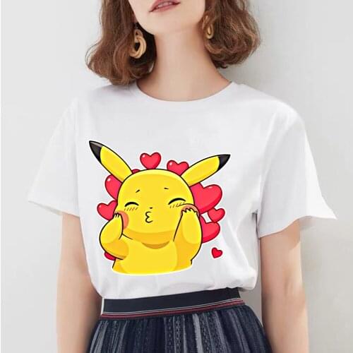 Pokemon T-shirt Pikachu Clothes Summer Women Casual Top Print Short Sleeve Cartoon Kawaii Anime Fashio Aesthetic Tee Shirt Femme