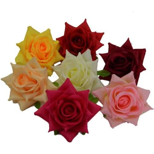 Artificial flower Rose Heads 13 cm Wedding Christmas Party Diy Jewlery Brooch Headwear Korean style Big Horn Rose