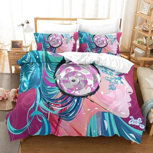 Beautiful Ladies Colorful Printed Bedding Set Linen Down Dome Decorative Deluxe Full-size Bedding for Children and Adults