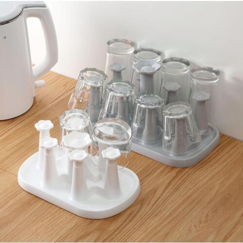OTHERHOUSE PP Kitchen Shelf Coffee Mug Cup Holder Drying Storage Rack Cups Organizer Drain Hanger Stand with 6/8 Hooks Shlves
