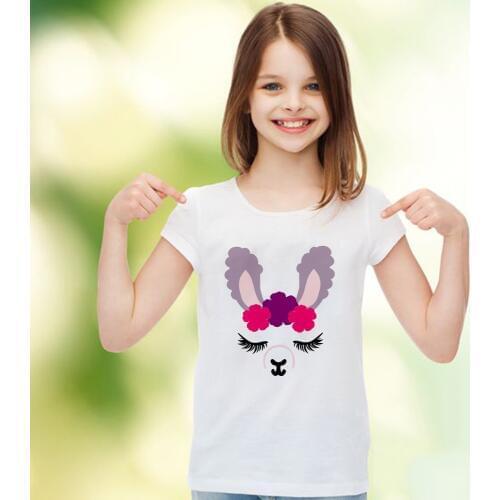 Summer Kids Girl Cartoon T-shirt Cute Llama Pattern Design Children Girl Funny T Shirt Toddler Casual Tee Shirts Tops Clothes