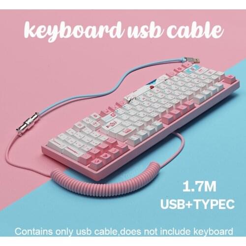 1.7m custom mechanic keyboard usb c cable spiral spring mini Stretched metal interface Type-C to USB keyboard con cable diy kit