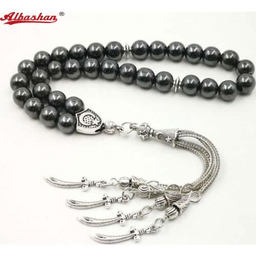 Mans Tasbih Natural stone Hematite Metal tassel Cheap price and good quality prayer beads 33 66 99beads Islam stone Rosary