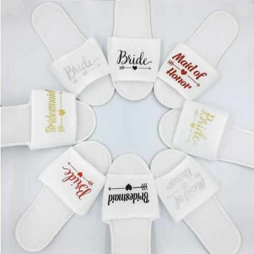 1 pair bride shower bride wedding decoration bridesmaid hen party spa soft slippers ladies bachelorette party supplies gifts