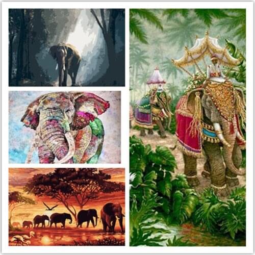 Elephant series diy oil digital painting by numbers kits abstract acrylic paint by numbers for adults home Decoration