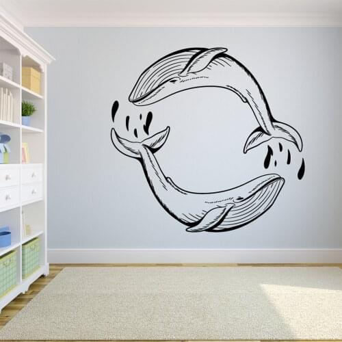 Swim Whale Wall Decal Friends Sea Ocean Animals Art Vinyl Window Sticker Kids Bedroom Bathroom Nursery Home Decor Wallpaper Q391