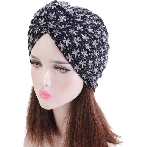 New women stretchy knotted print turban headcover ladies night sleep cap chemo cap hair care fashion accessories chemo cap