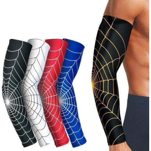 Spider Web Pattern Arm Guard Tennis Badminton Sports Elbow Arm Sleeve Pad Brace Running Arm Sleeves Basketball Elbow Pad