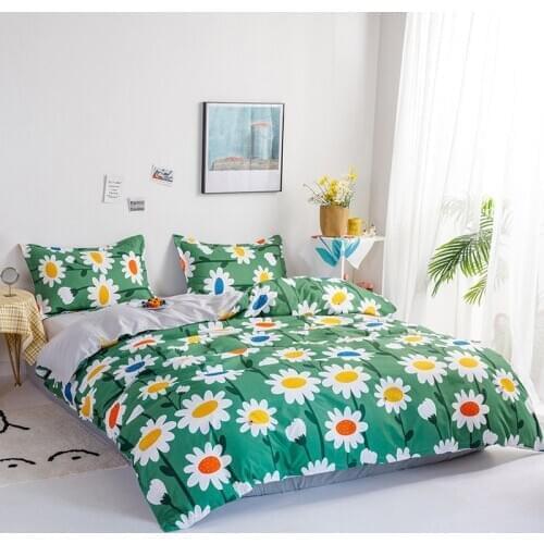 Simple Pastoral Summer Cartoon Sun flower Style 3/4pcs Bedding Sets Duvet Cover Flat Sheet Bed Linens Bed Set Pillowcase