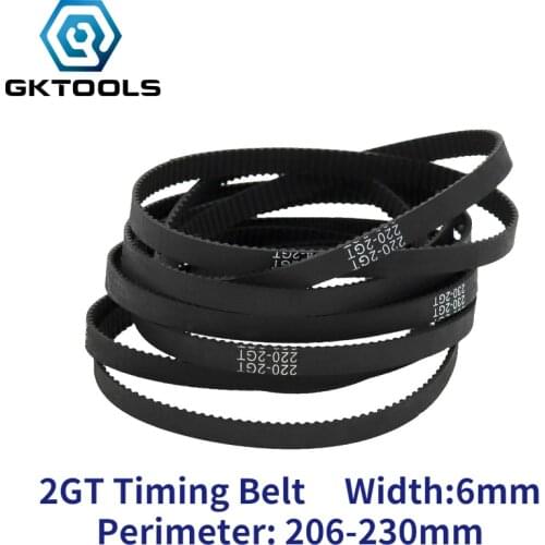 GKTOOLS C-6 3D Printer Belt GT2 6mm Closed Loop Rubber 2GT Timing Belt Length 206 208 210 212 214 216 218 220 222 224 226mm