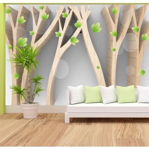 Modern Custom Simple Trunk Tree Green Leaf Photo Wallpaper for Living Room Prints Bedside Backdrop Wall Paper Mural 3D Paisagem