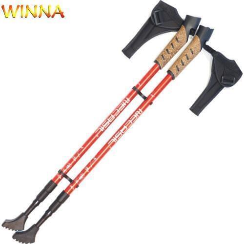 2Pcs/lot Anti Shock Nordic Telescopic Walking Sticks Camping Hiking Foldable Adjustable Trekking Poles Ultralight Walking Canes
