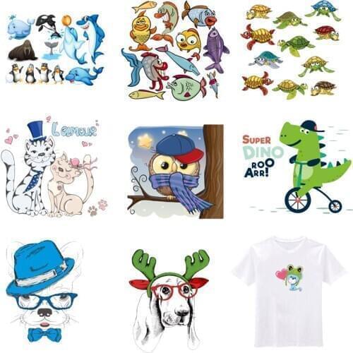 Iron-on Transfers for Clothing Patches for Clothes Animals Stickers Diy Dog Patch Flex Fusible Transfer Vinyl Adhesive Stripe I