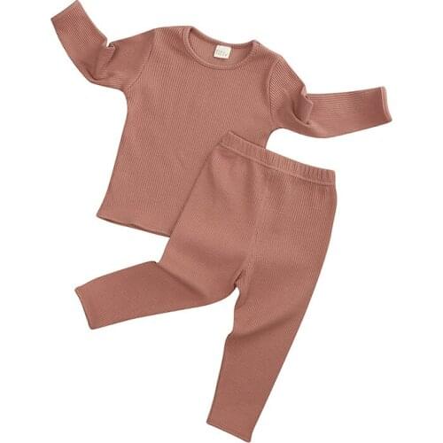 Newborn spring and autumn boys and girls pajamas cotton thread pajamas childrens casual home pajamas set