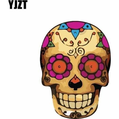 YJZT 9.7CM*13.4CM Day Of The Dead Bone Sugar Skull Car Sticker Creative Decal 6-0675