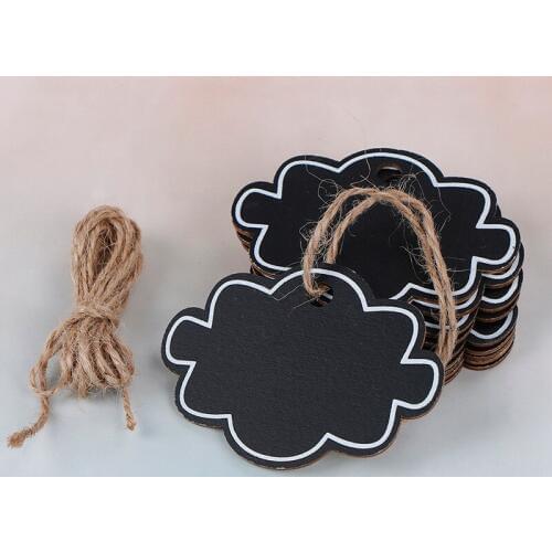 10pcs Party Decoration Message Board Mini Wooden Hanging Blackboard Hemp String Cloud Chalkboard Notice Writing Wordpad