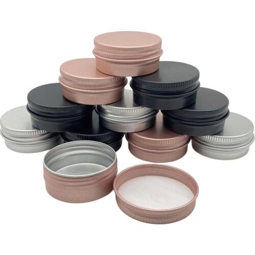 100Pcs 15g Empty Aluminum Cream Jar Pot Nail Art Makeup Lip Gloss Empty Cosmetic Metal Tins Containers