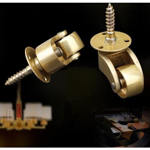 4Pcs/Lot Polished Solid Brass Cup Caster Swivel Castor Castors furniture wheels small