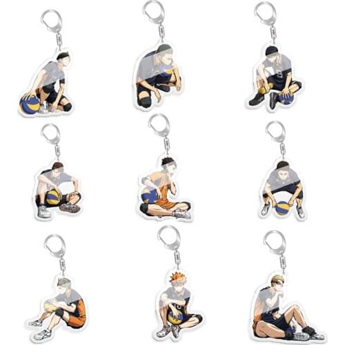 5pcs 10pcs Haikyuu!! Tobio Kageyama Daichi Sawamura Hinata Shoyo Yu Nishinoya Tadashi Yamaguchi PVC Pendant Keychain Keyring