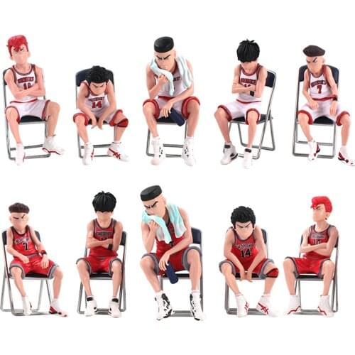 5pcs 10cm Slam Dunk Figures Hanamichi Sakuragi Rukawa Kaede Akagi Takenori Miyagi Ryota Shohoku Basketball Player Model Toys