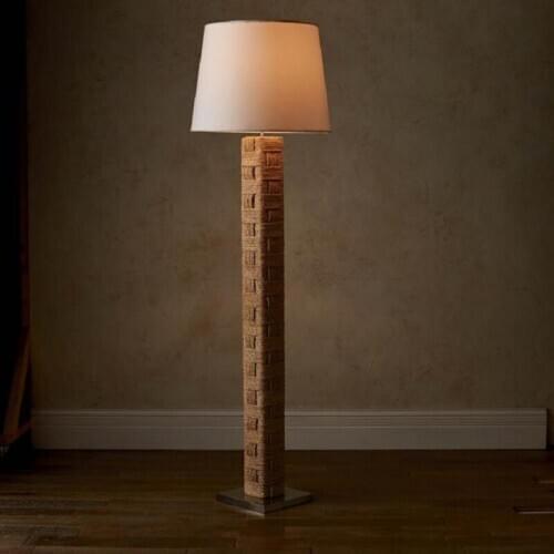 American retro floor lamp hand-woven hemp rope fabric lampshade living room homestay decorative lamps