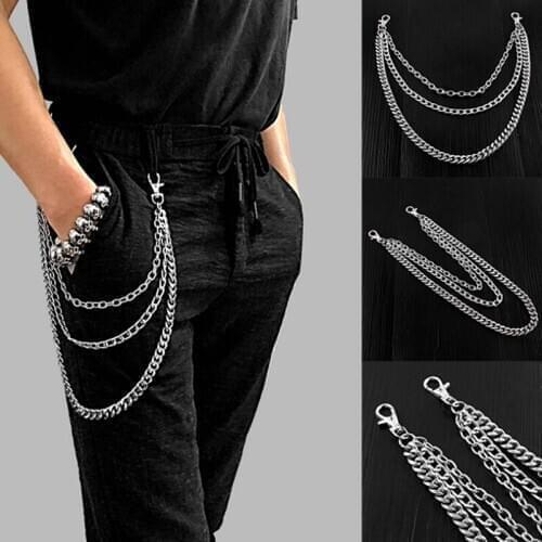 Punk 1/3Layers Of Hip Hop Street Trouser Chain Women Men Metal Wallet Belt Chain Hipster Key Chain Pant Keyring HipHop Jewelry