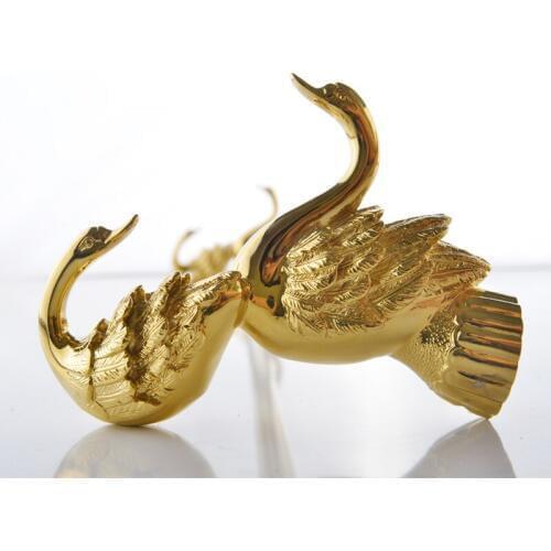 Zinc-Alloy Gold Double Swan Towel Bar Washing Room Towel Rack Elegant Bathroom Accessories Lurxuy bathroom fitting MB-0968A