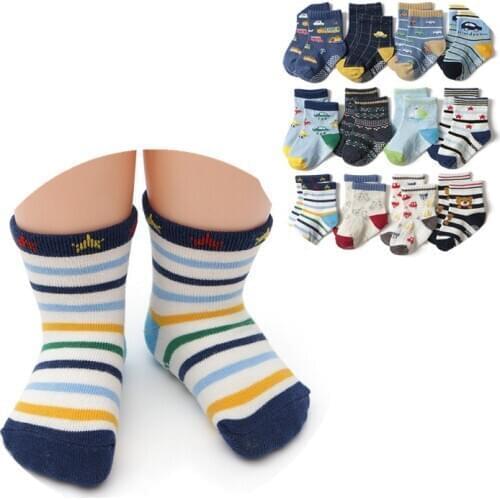 12pairs Childrens Baby Non-Slip Floor Socks Boys Short Socks 1-3 Years