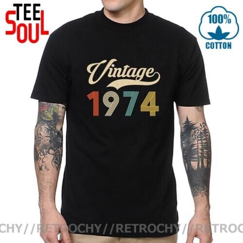 Vintage 1974 T shirt men Retro Born in 1974 T-shirt Homme Made in 1974 Birth Year Tops Fathers day 46th Birthday gift tee shirt
