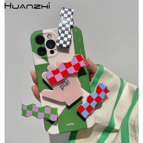 HUANZHI 2021 Colorful Plaid Wave Rectangle Geometry Acrylic Acetic Hairpins Hair Clip For Women Girls Cute Jewelry Accessories