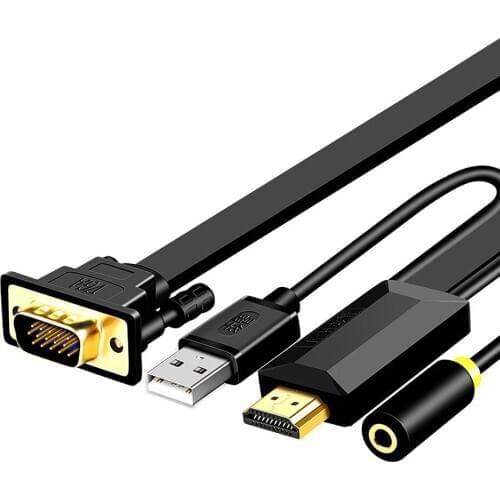 HDMI to VGA Cable Adapter Converter 1080P HD with Audio Cable VGA HDMI Male to Male for HDTV Projector TV PS3 Laptop 1M 2M 3M 5M