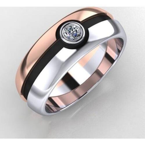 Simple Cubic Zirconia Ring for Woman Charm Rose Gold Color Wedding Party Finger Accessory Jewelry Gift free shipping Size 6-13