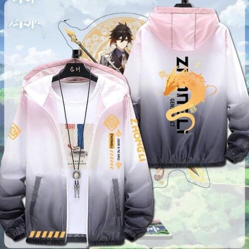 Genshin Impact Cosplay Costume ZhongLi Long sleeve Fashion jacket coat Game clothes Unisex Hoodie Zipper Hooded Sweatshirt suits