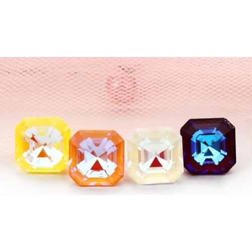 10mm Square Octagon MI Shiny Crystal Loose Rhinestones for Nails Art Clothes Jewelry Making K9 Glass Strass Pointback DIY Beads