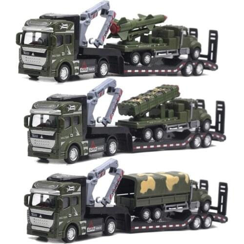 1/50 Scale Army Trailer Model Figure Educational Pull-back Function Army Trailer Missiles Vehicle Model Toy for Kids Adults