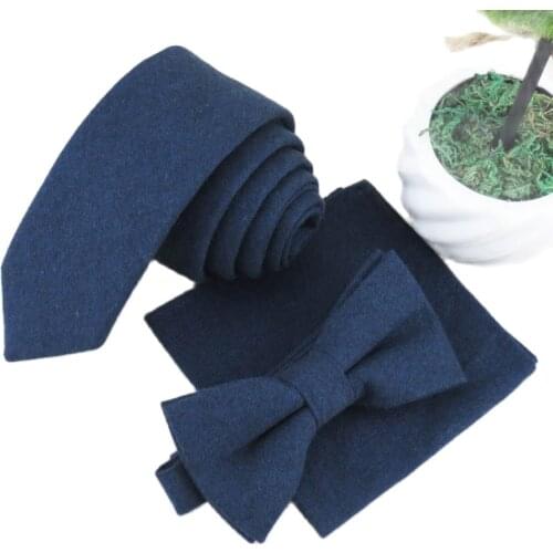New style han edition mens small upscale gentleman navy cotton tie bow tie face cloth/Pure color and simple fashion